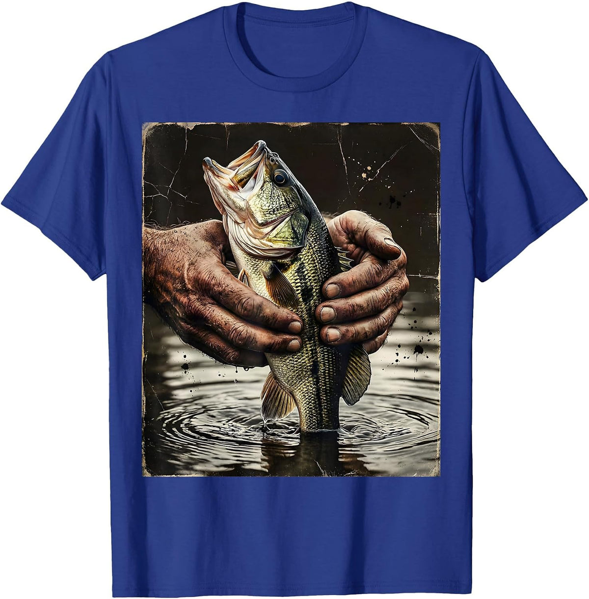 Men's Catch and Release Bass Fishing Graphic Tee T-Shirt - Royal Blue