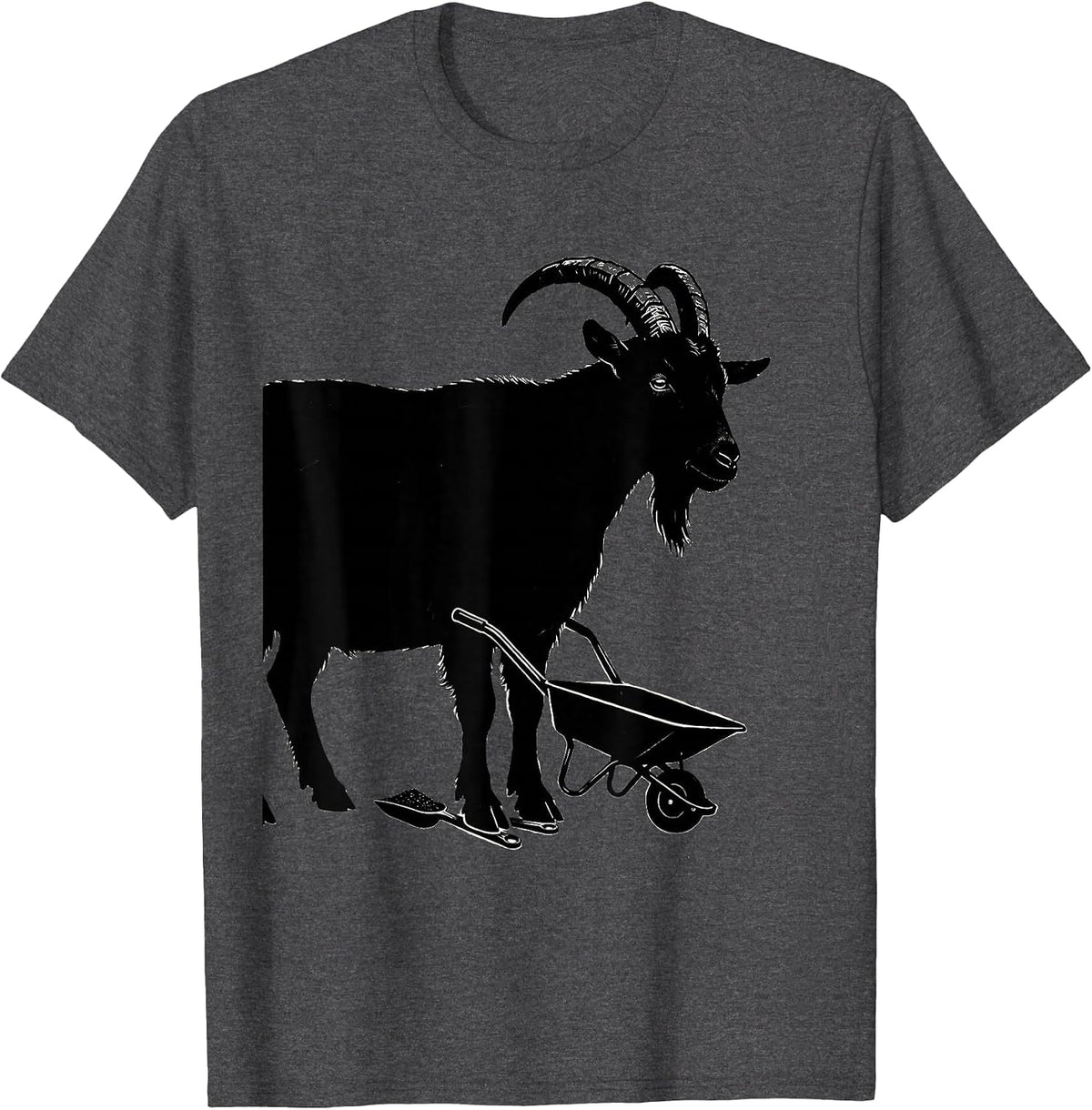 Men's Oversized Goat Wheelbarrow Farmer Goat Owner Humor T-Shirt - Dark Heather Grey