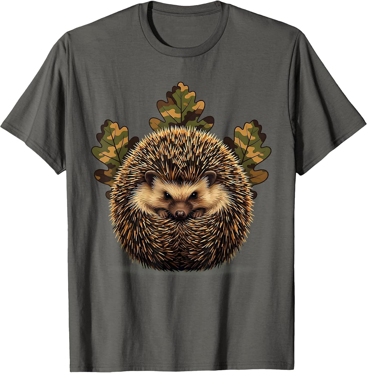 Men's Toddler Camo Hedgehog Curled in Leaves T-Shirt - Asphalt Grey