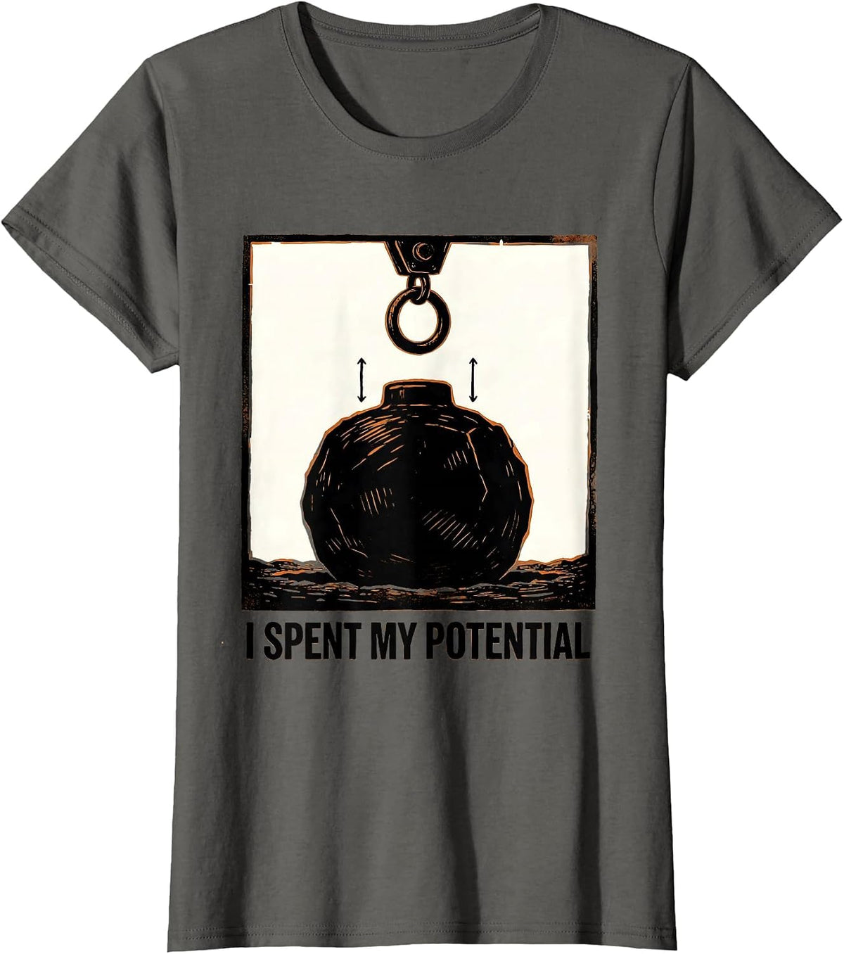 Women's I Spent My Potential Funny Physics Pun Humor T-Shirt - Asphalt Grey