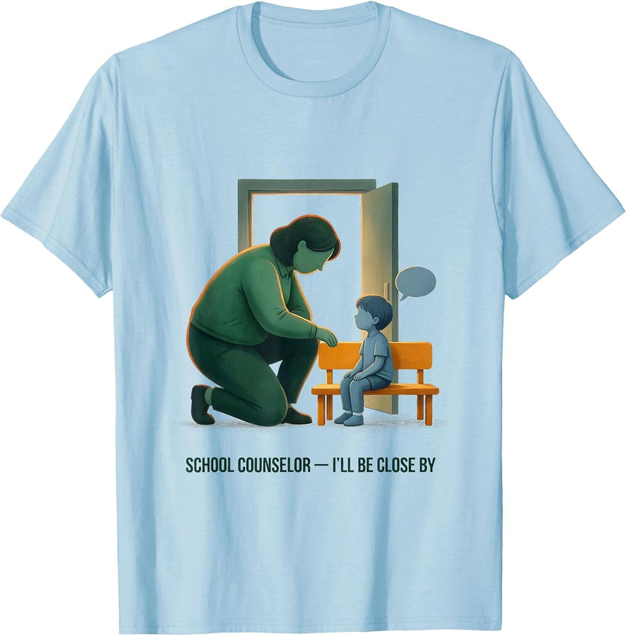 Men's School Counselor I’ll Be Close By Storybook Counselor T-Shirt - Baby Blue