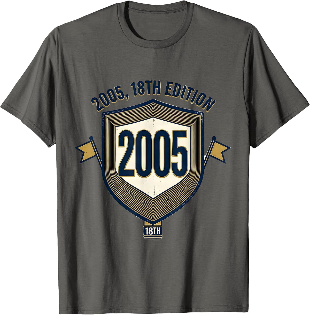 2005 18th Edition Vintage Numbered Birthday Milestone Humor T-Shirt - Asphalt Grey