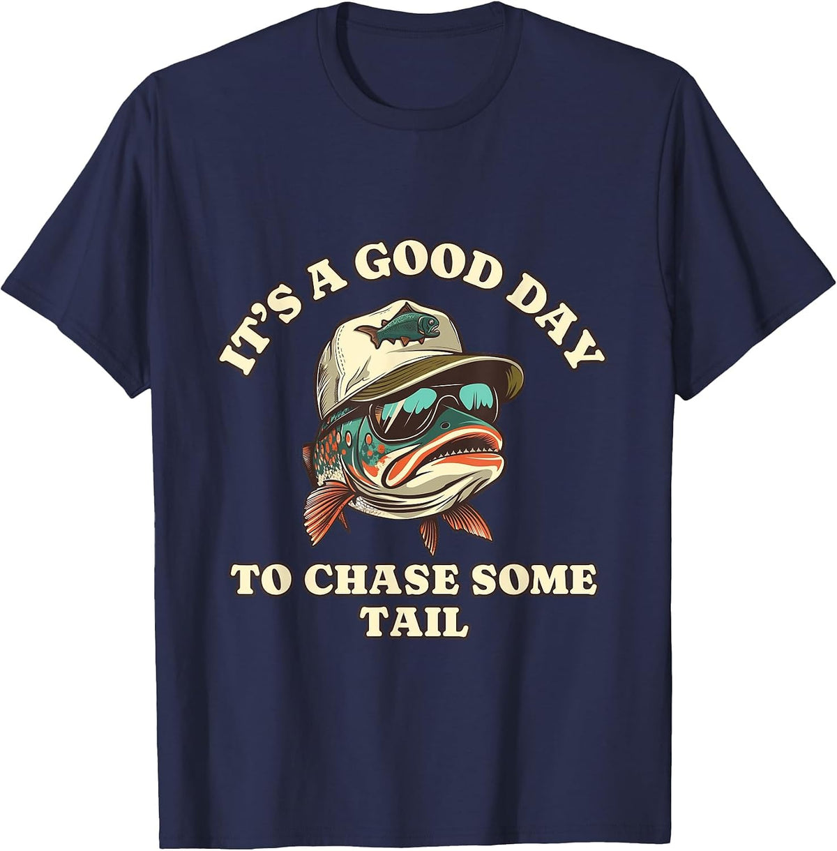 Catch Fish and Laugh Hard with This Fishing Pun T-Shirt - Navy Blue