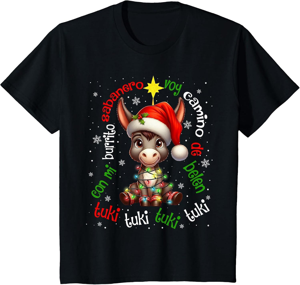 Tuki Tuki Donkey Mi Burrito Sabanero Mexican Mexico Xmas T-Shirt - Black