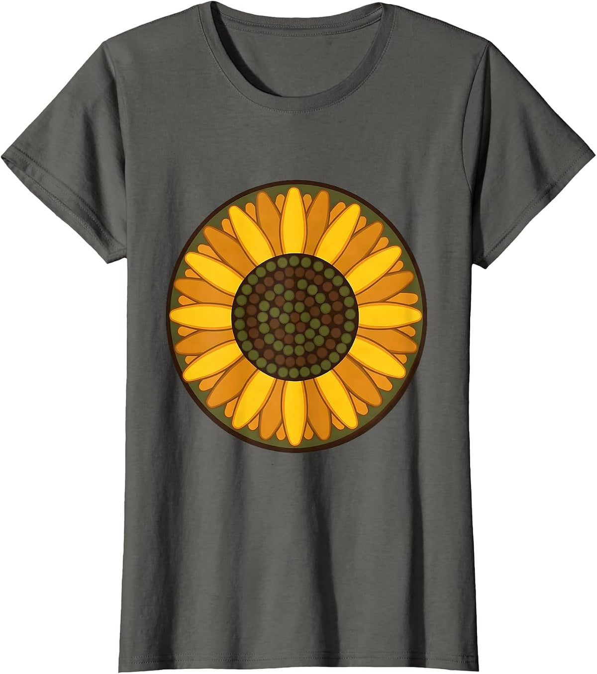 Women's 4th Grade Teacher Sunflower Crayon Art T-Shirt - Asphalt Grey