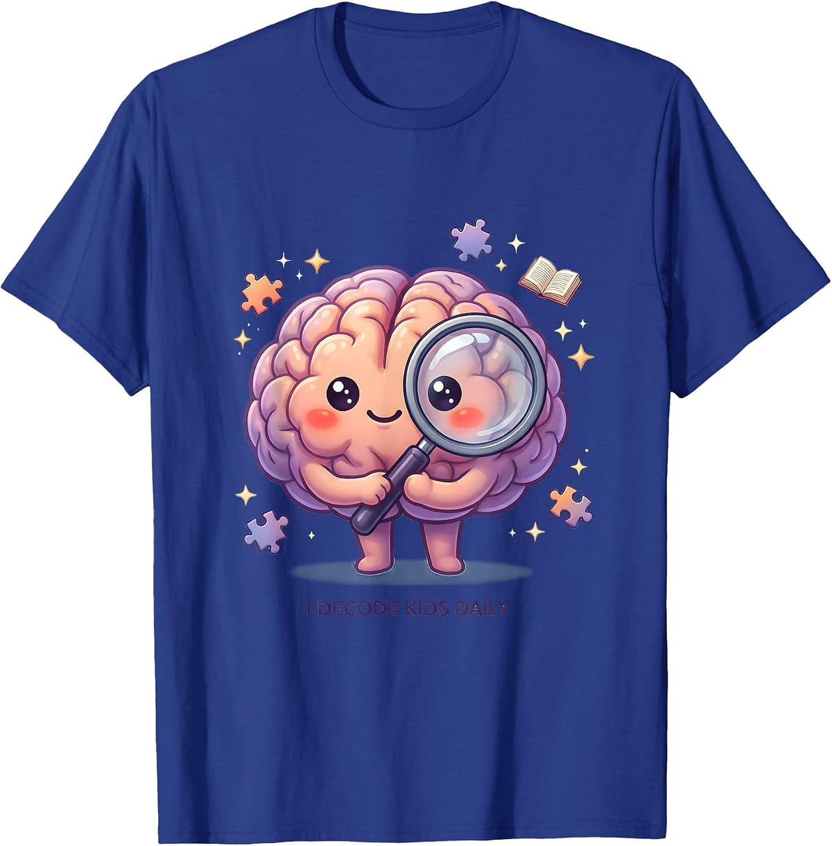 I Decode Kids Daily School Psychologist Design T-Shirt - Royal Blue