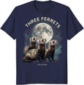 Three Ferrets One Moon Funny Ferret Lover Pet Meme T-Shirt - Navy Blue