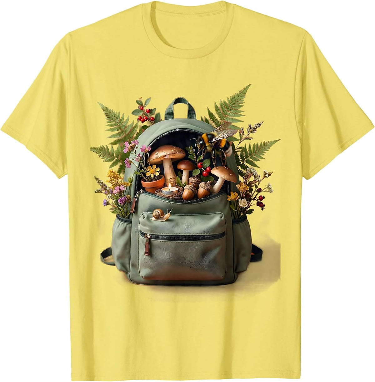 Men's Elementary Teacher Backpack School Supplies Graphic T-Shirt - Lemon Yellow