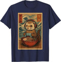 Kawaii Anime Gamer Ferret Ramen Retro Japanese Gaming Funny T-Shirt - Navy Blue