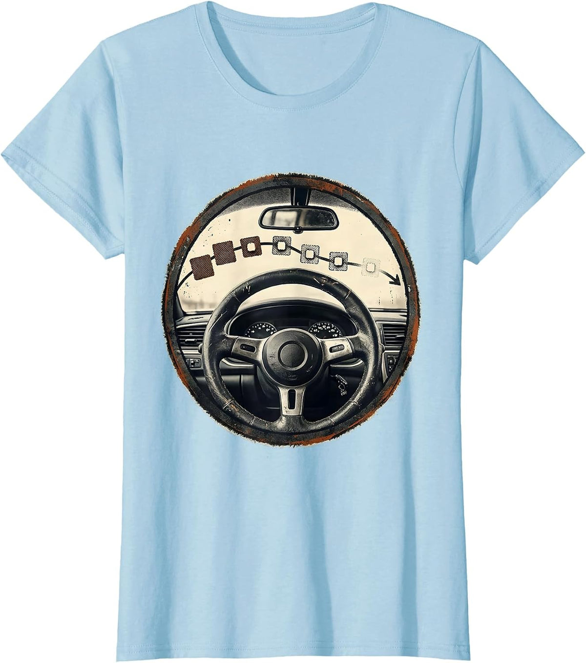 Women's School Bus Driver Distressed Appreciation Gift T-Shirt - Baby Blue