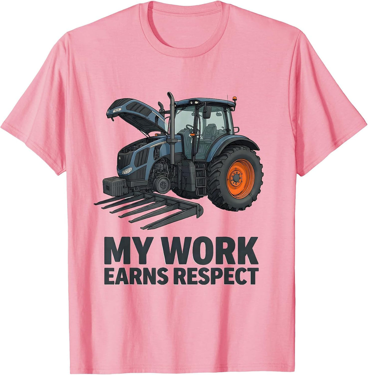 Men's My Work Earns Respect Patriotic Farmer Tractor Rural Pride T-Shirt - Pink