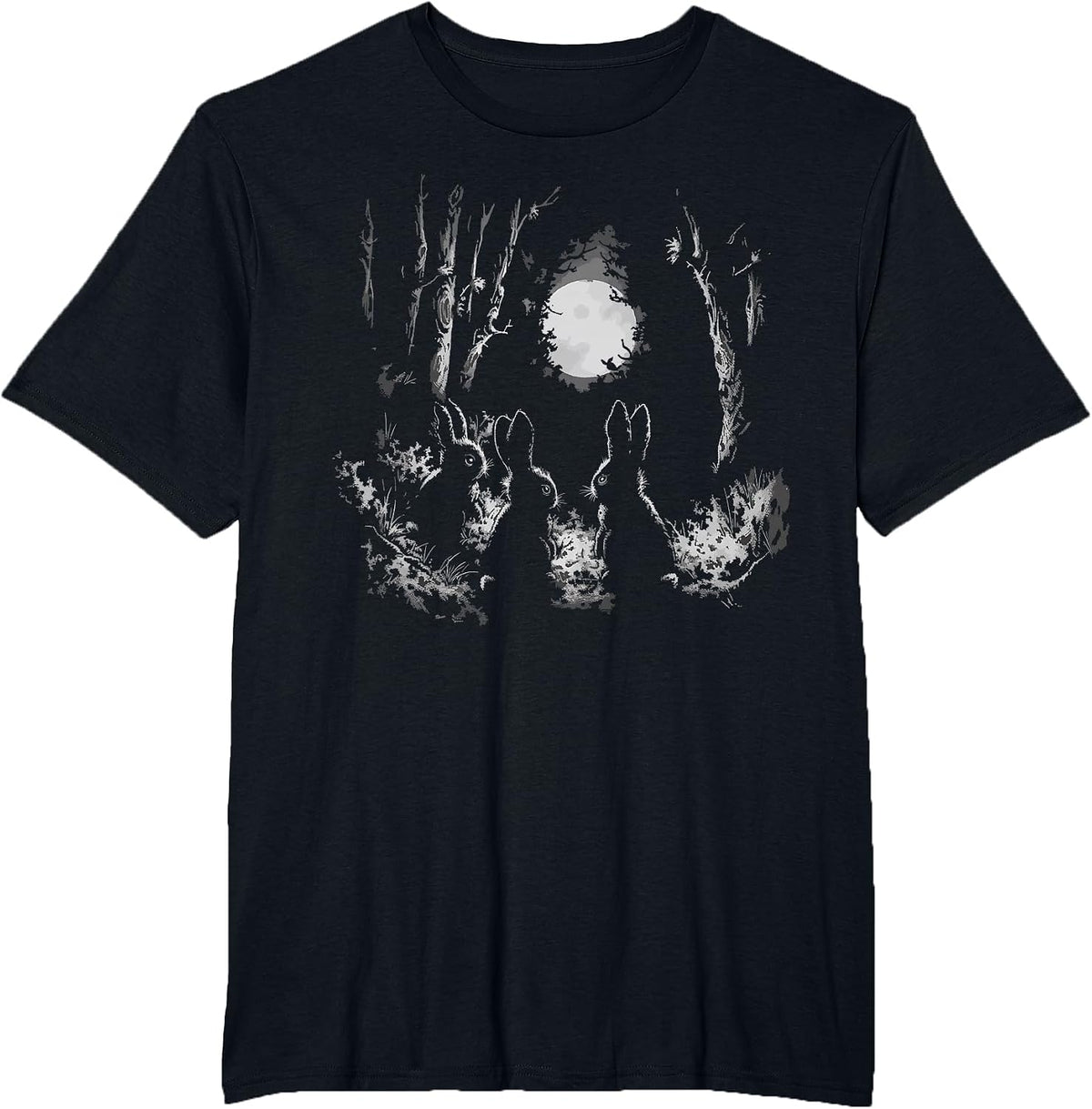 Bunny Rabbits Alt Goth Dark Grunge Creepy Cute Horror Forest T-Shirt - Black