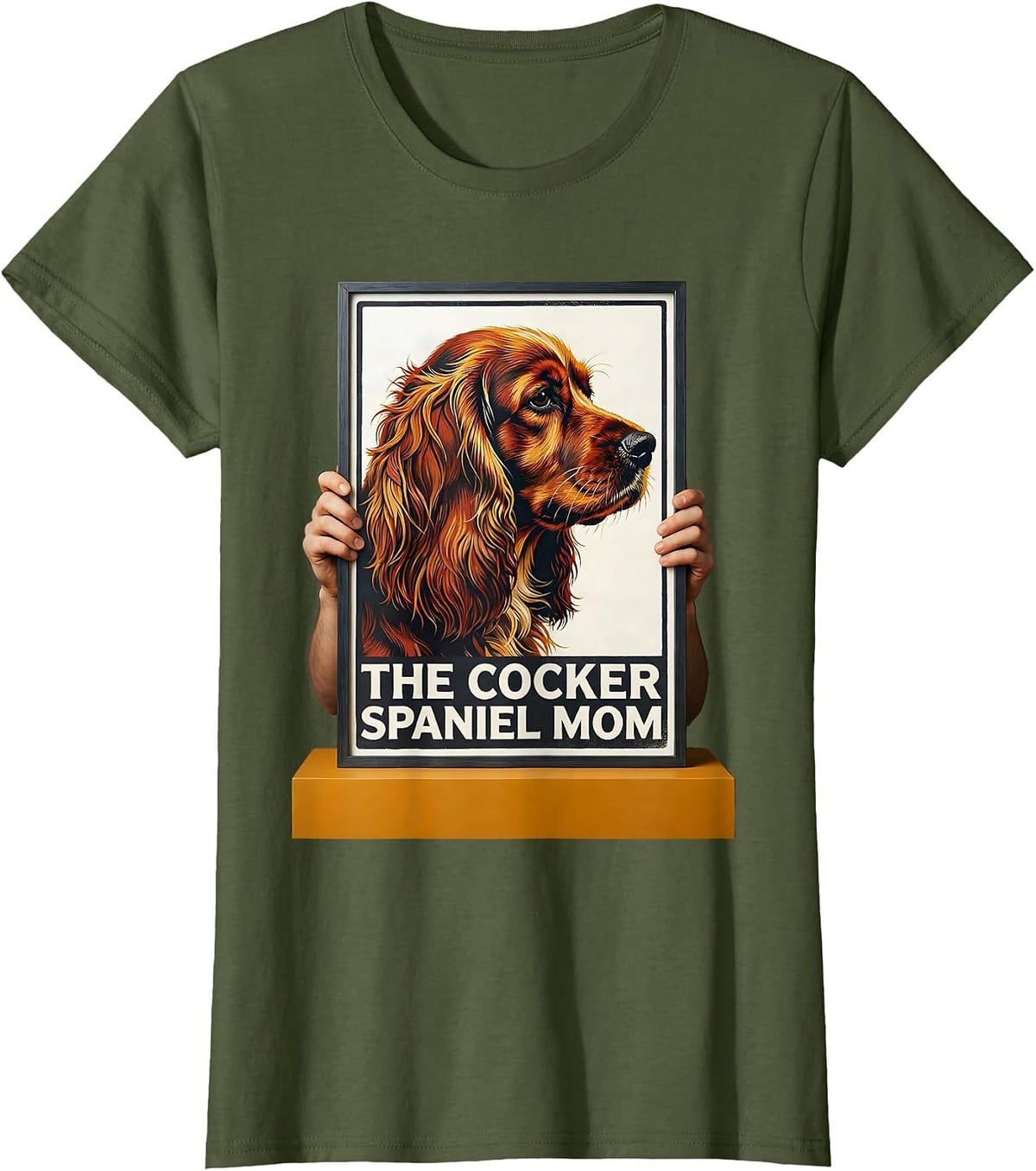 Women's The Cocker Spaniel Mom Dog Mom Tarot Card Portrait T-Shirt - Olive Green