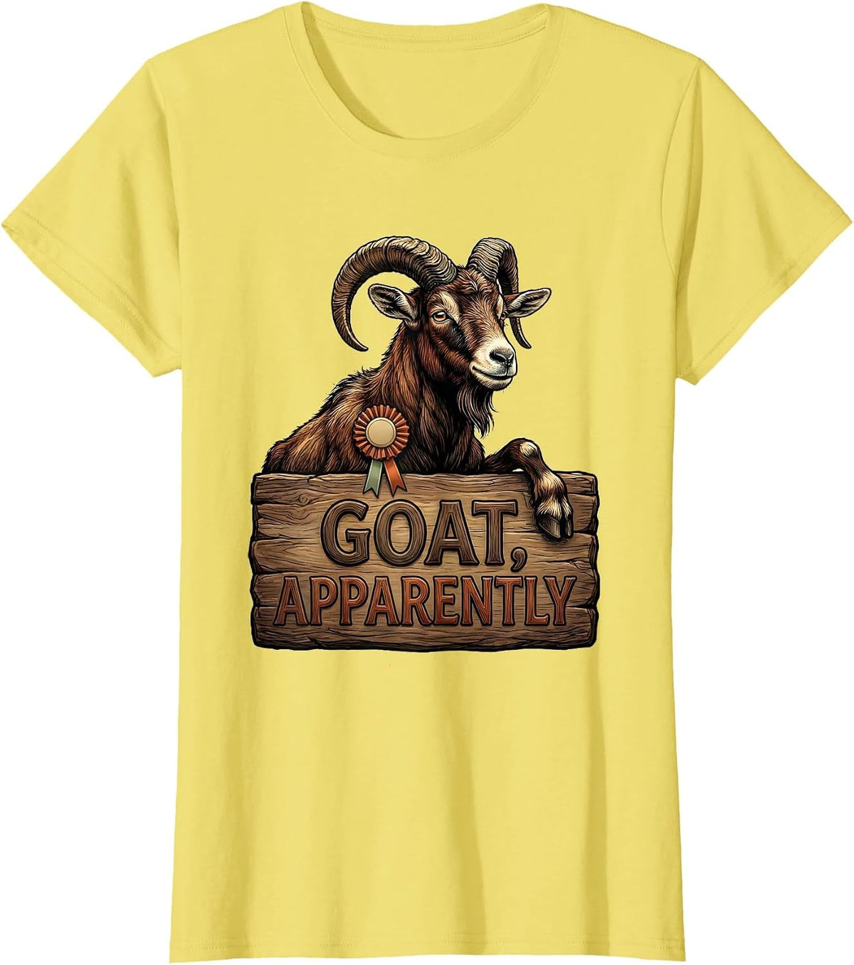 GOAT APPARENTLY Funny Goat Lover Farm Animal Humor T-Shirt - Lemon Yellow