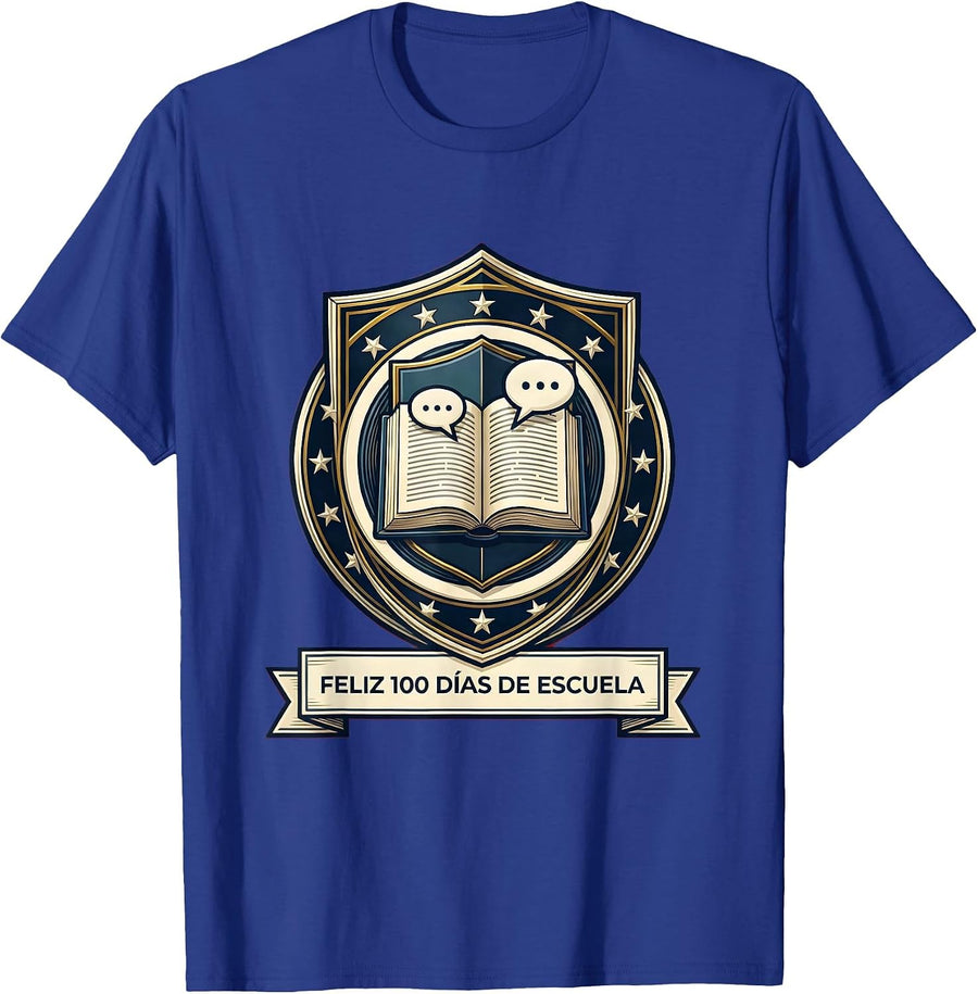 Feliz 100 Días de Escuela Cheerful Spanish Teacher 100th Day T-Shirt - Royal Blue