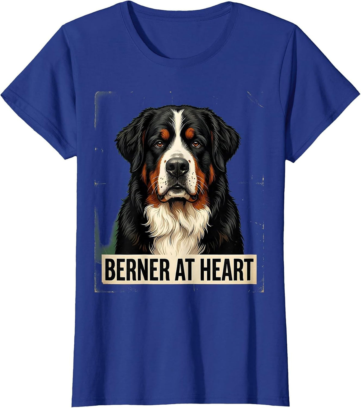 Women's Berner At Heart Vintage Bernese Mountain Dog Lover Gift T-Shirt - Royal Blue