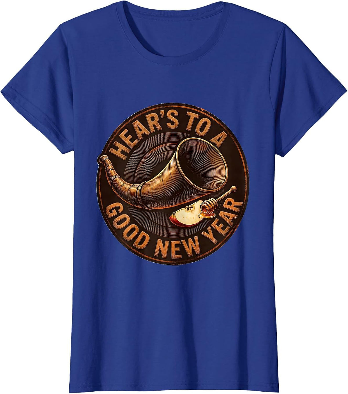 Women's Hear's To A Good New Year Funny Rosh Hashanah Jewish New T-Shirt - Royal Blue