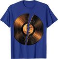 Vinyl Record Lightning Bolt Crack Rock Music Tee T-Shirt - Royal Blue