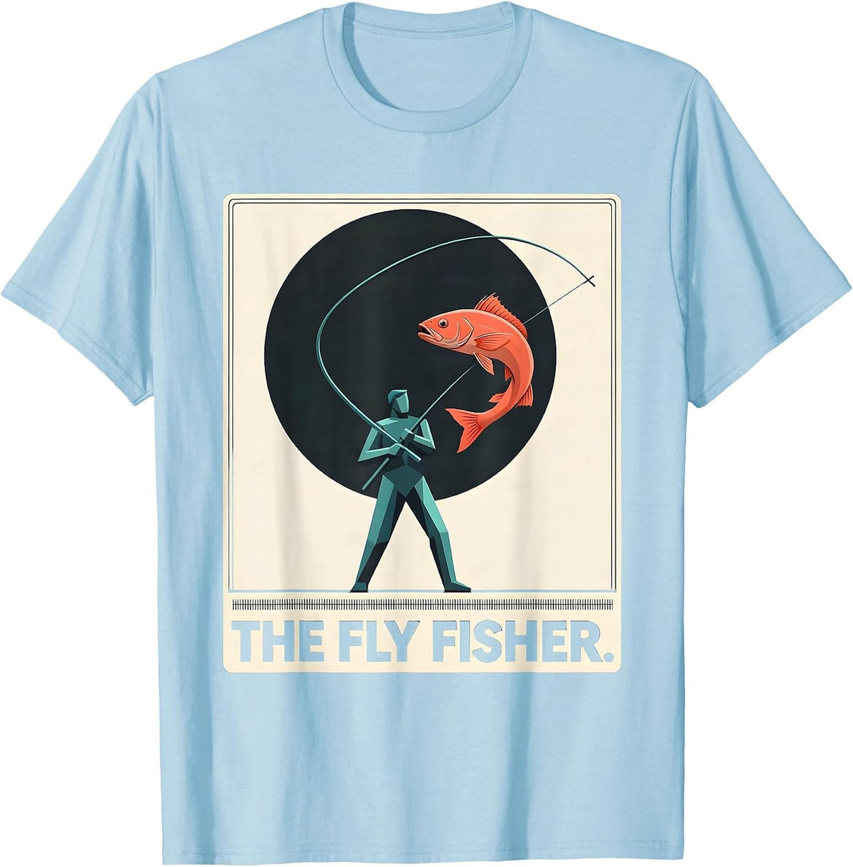Men's The Fly Fisher Midcentury Modern Tarot Card Fly Fishing T-Shirt - Baby Blue