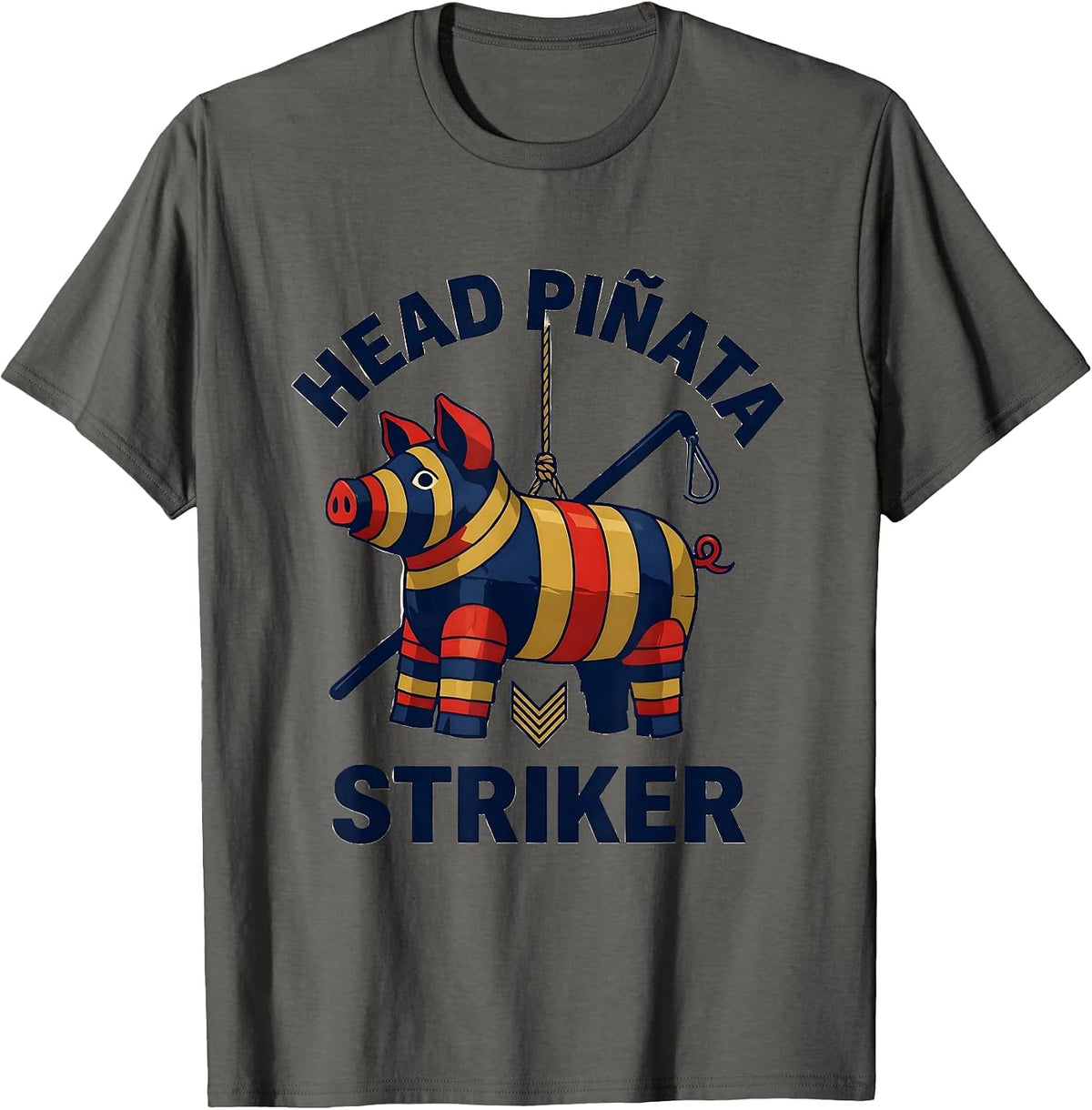 Head Piñata Striker Funny Cinco De Mayo Party Costume T-Shirt - Asphalt Grey