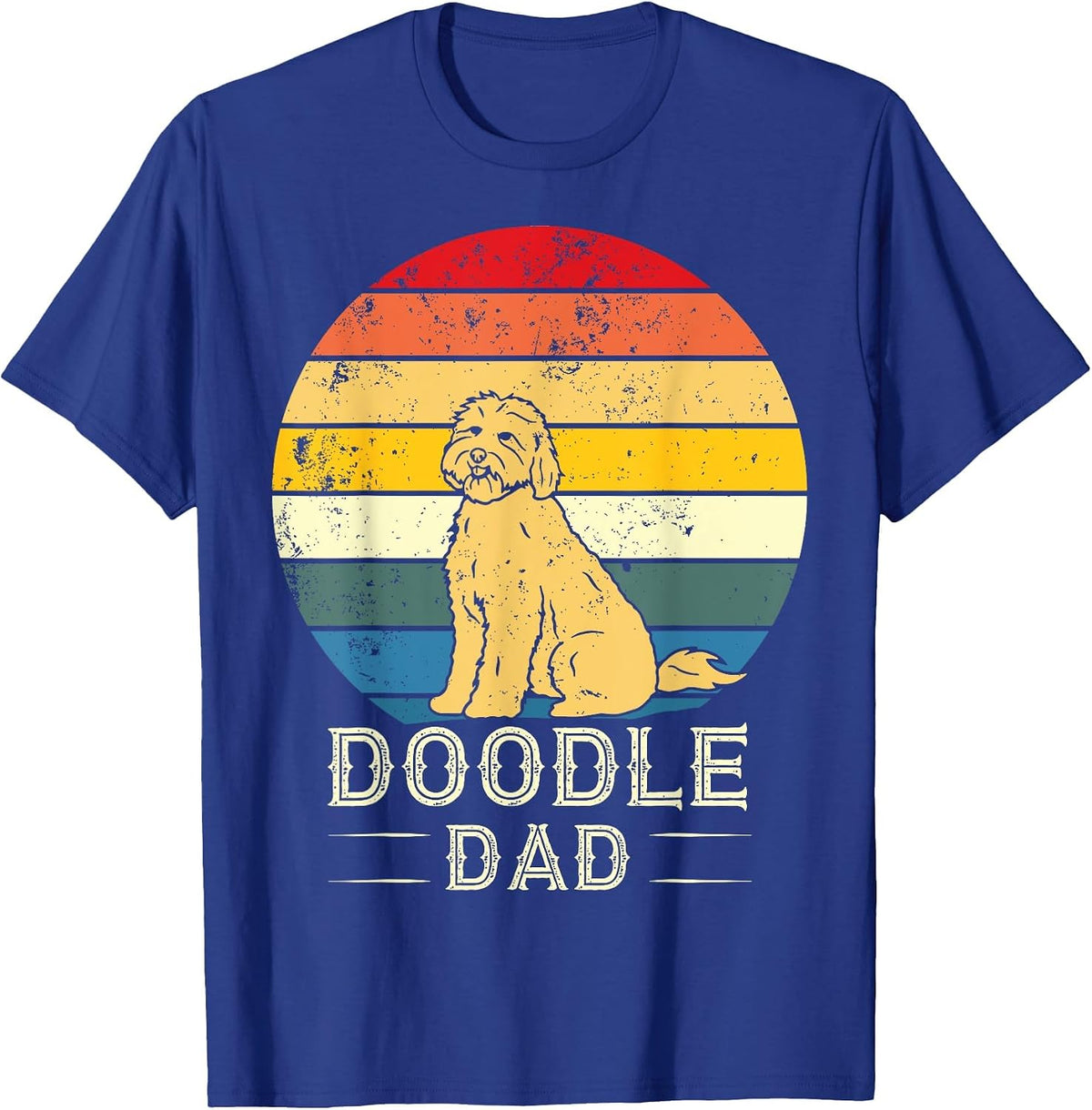 Vintage Doodle Dad Father - Aussie Doodle & Goldendoodle T-Shirt - Royal Blue