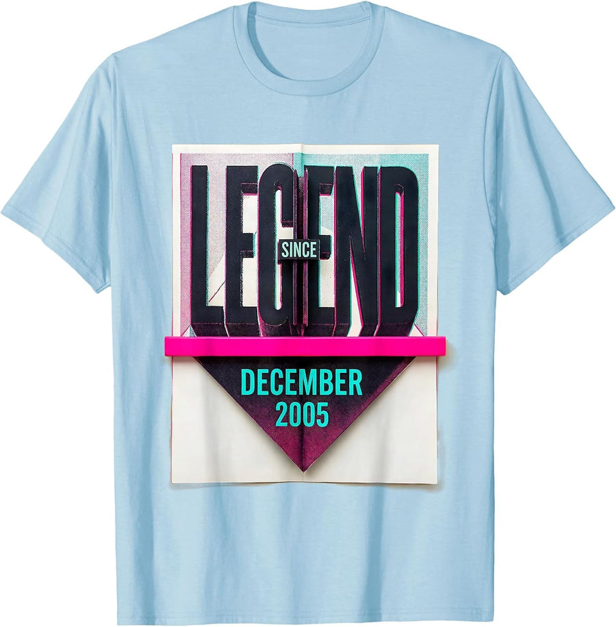 Men's Legend Since December 2005 Vintage Birthday Gift Keepsake T-Shirt - Baby Blue
