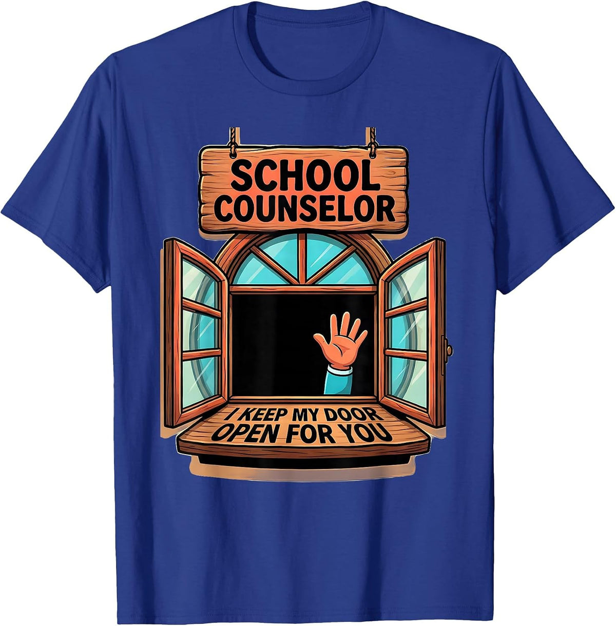 School Counselor I Keep My Door Open For You Funny T-Shirt - Royal Blue