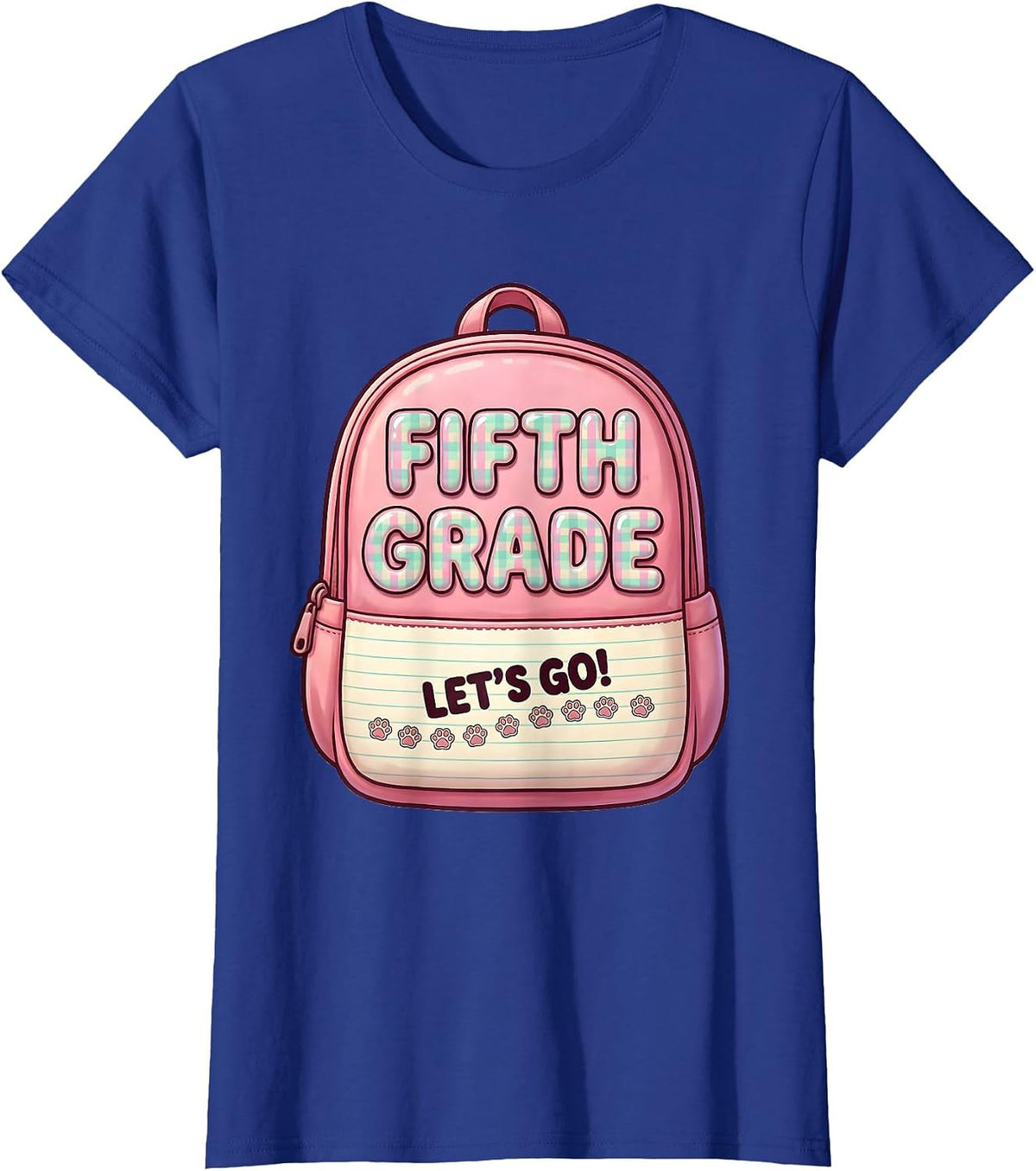 Women's Fifth Grade Let's Go Cute Kawaii Back to School Teacher T-Shirt - Royal Blue