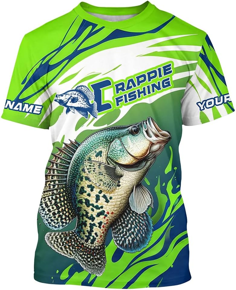 Personalized Crappie Fishing Jerseys, Crappie Fishing Long Sleeve Tournament Fishing Shirts - T-shirt Upf