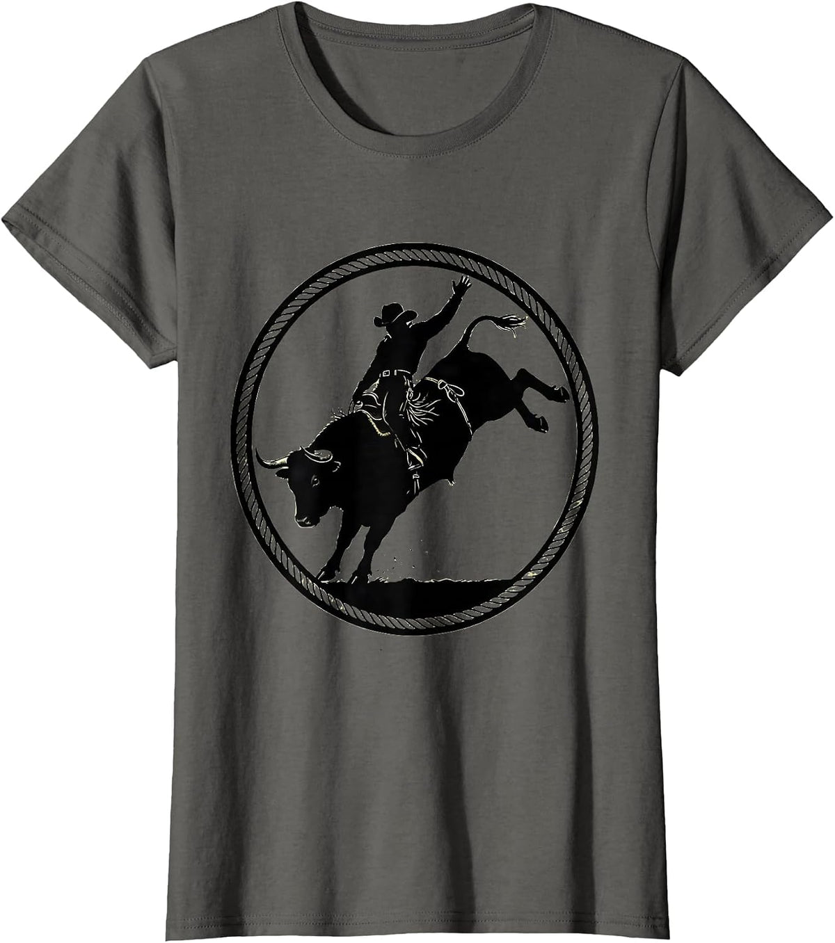 Women's 90s Country Rodeo Bull Riding Graphic T-Shirt - Asphalt Grey