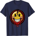 I'm Fine Bloody Smiling Face Graphic T-Shirt - Navy Blue