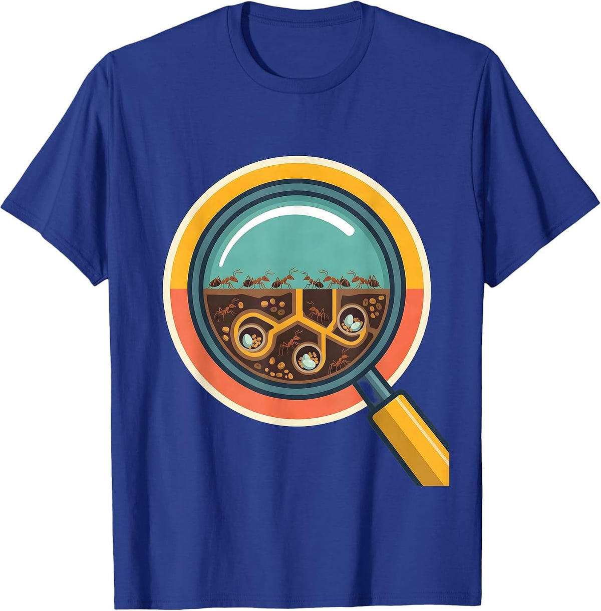 Men's 4th Grade Teacher Ant Colony Magnifying Glass T-Shirt - Royal Blue