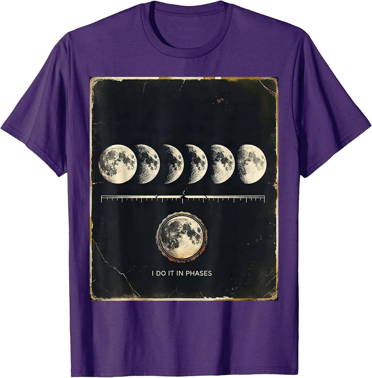 I Do It In Phases Distressed Lunar Phase Astronomy Science T-Shirt - Purple