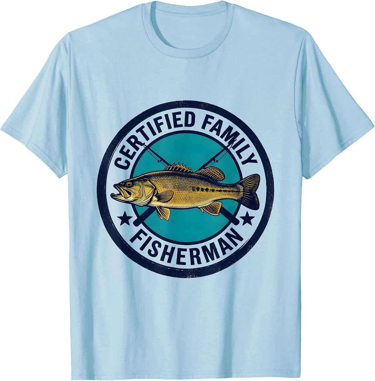 Men's Certified Family Fisherman Funny Fishing Humor Gift T-Shirt - Baby Blue
