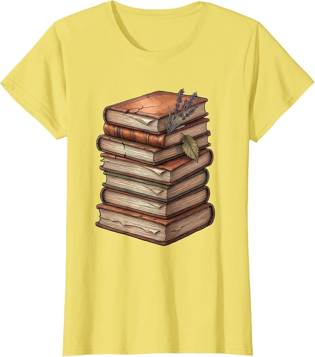 Spanish Teacher Worn Dictionary Stack Illustration T-Shirt - Lemon Yellow