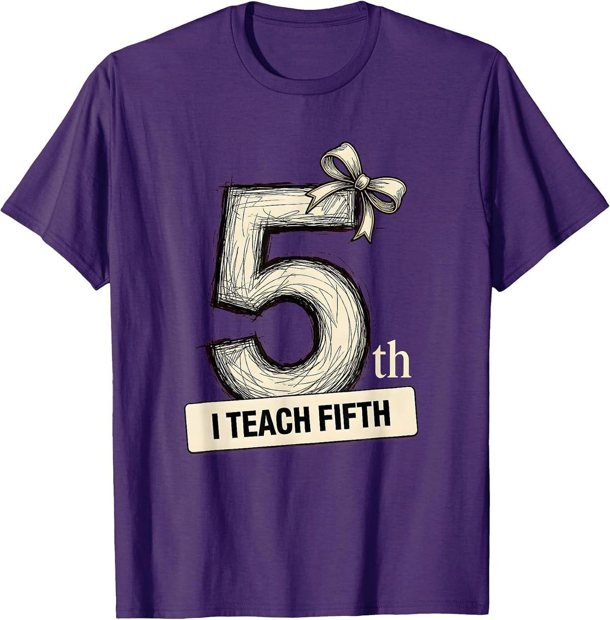 I Teach Fifth Cute Elementary Teacher Back To School T-Shirt - Purple