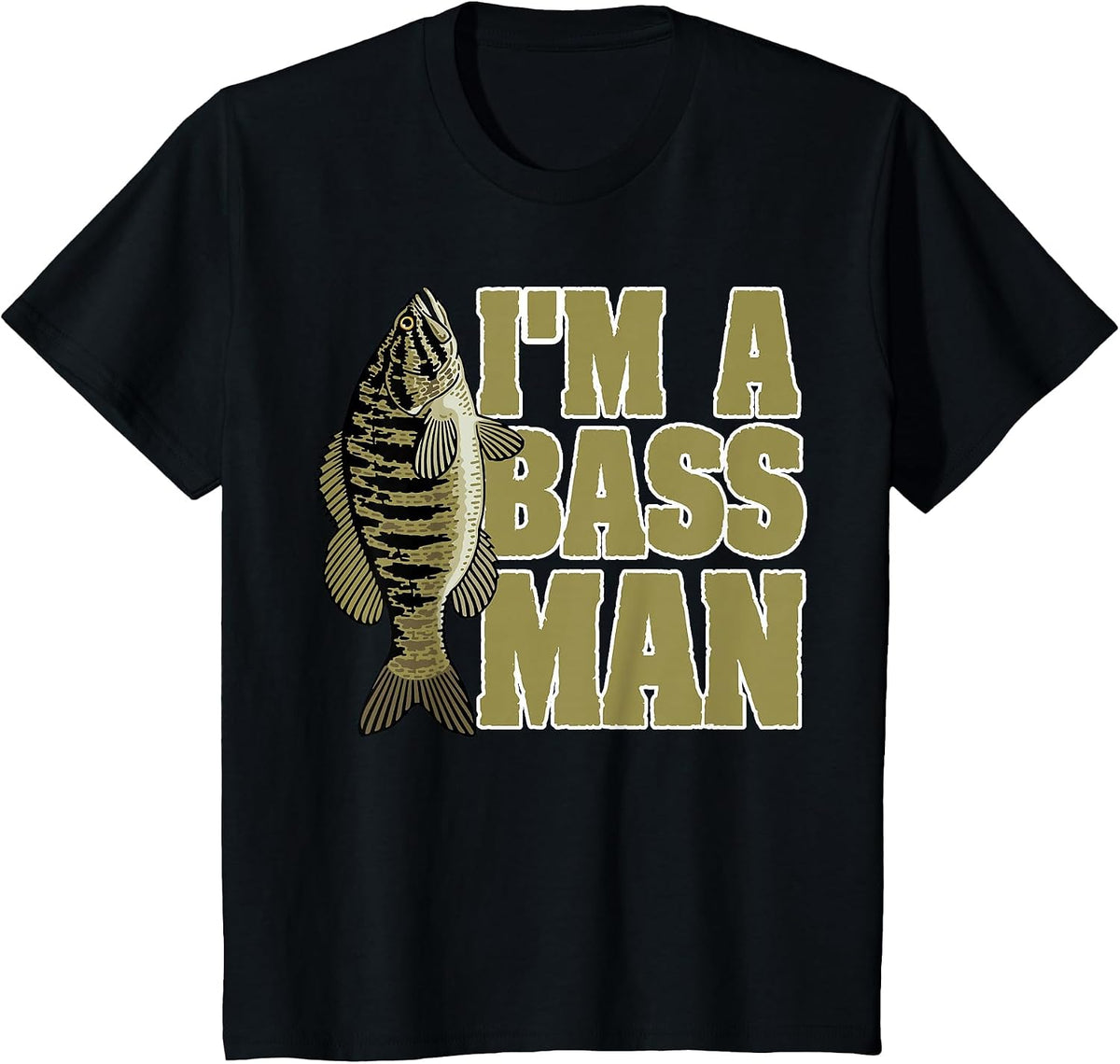 Bass Fishing Angling Mam Black Fish Fisherman Sport T-Shirt - Black