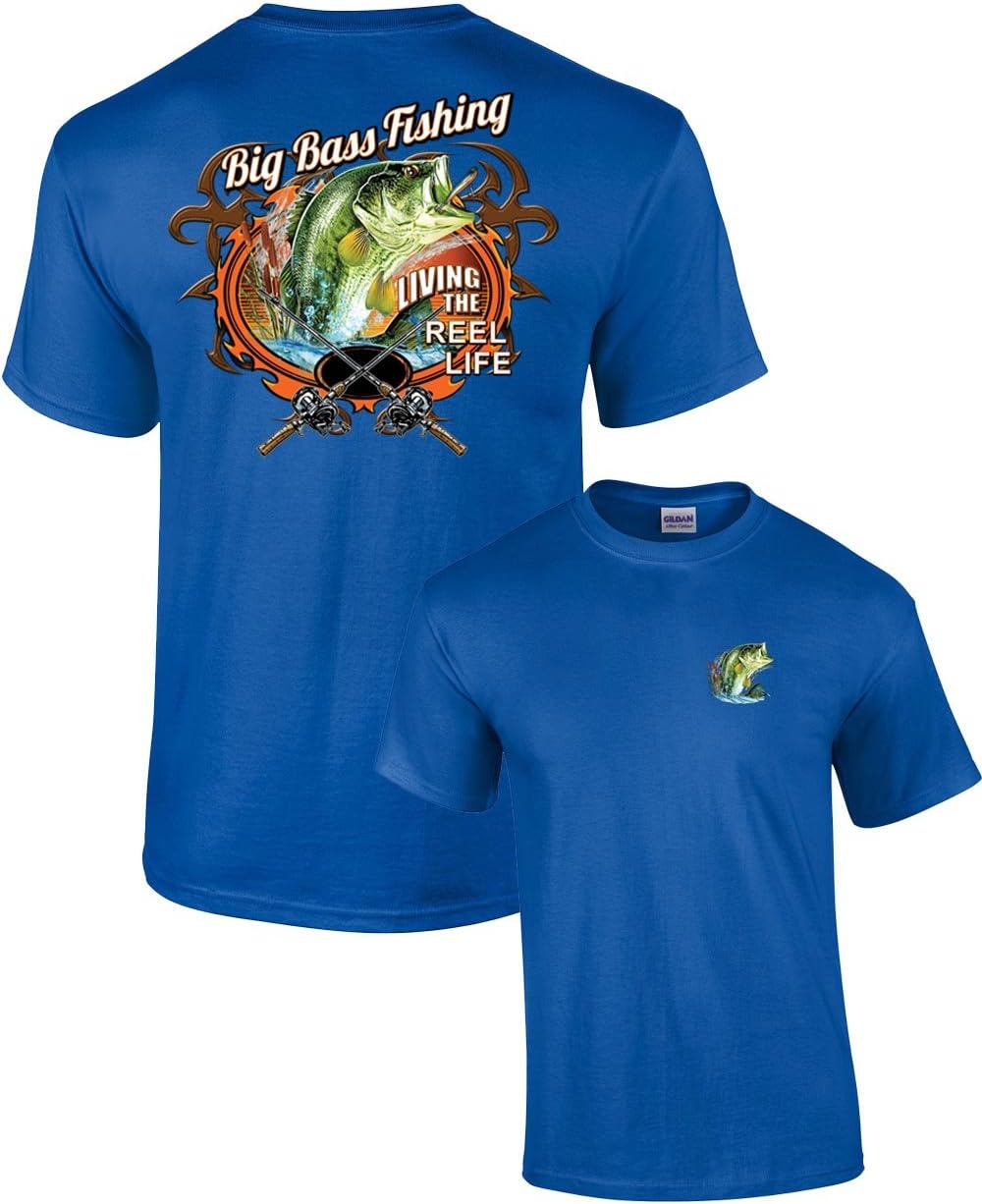 Trenz Shirt Company Big Bass Fishing T-Shirt Fisherman Outdoors Fish Boating Sporting Sport - Small - Royal - As Pictured