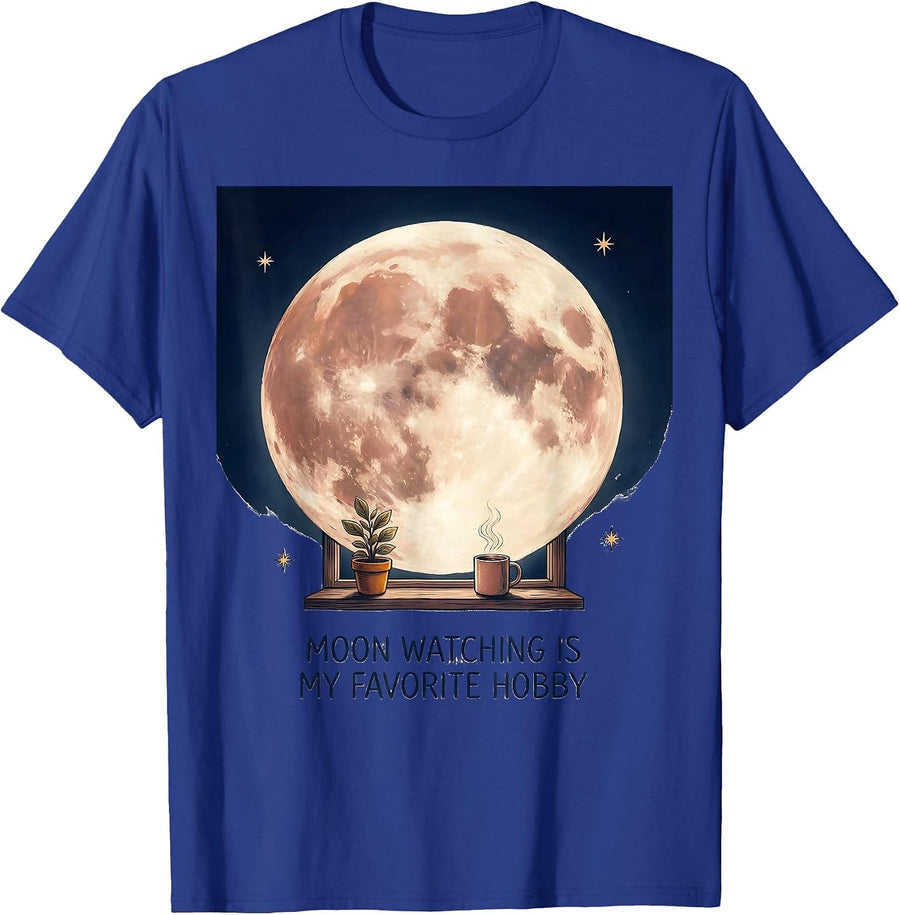 Moon Watching Is My Favorite Hobby Celestial Astrology Lover T-Shirt - Royal Blue
