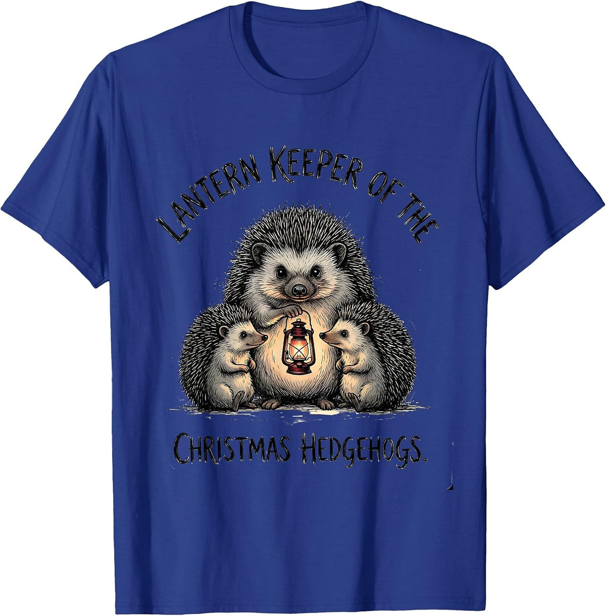 Men's Lantern Keeper Of The Christmas Hedgehogs Cute T-Shirt - Royal Blue