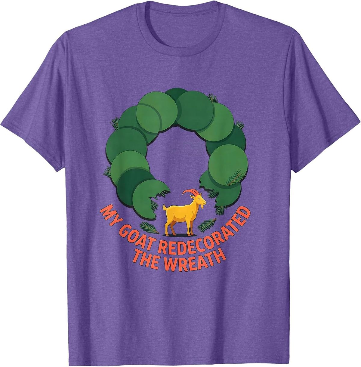 Men's My Goat Redecorated the Wreath Funny Goat Lover Christmas T-Shirt - Purple Heather