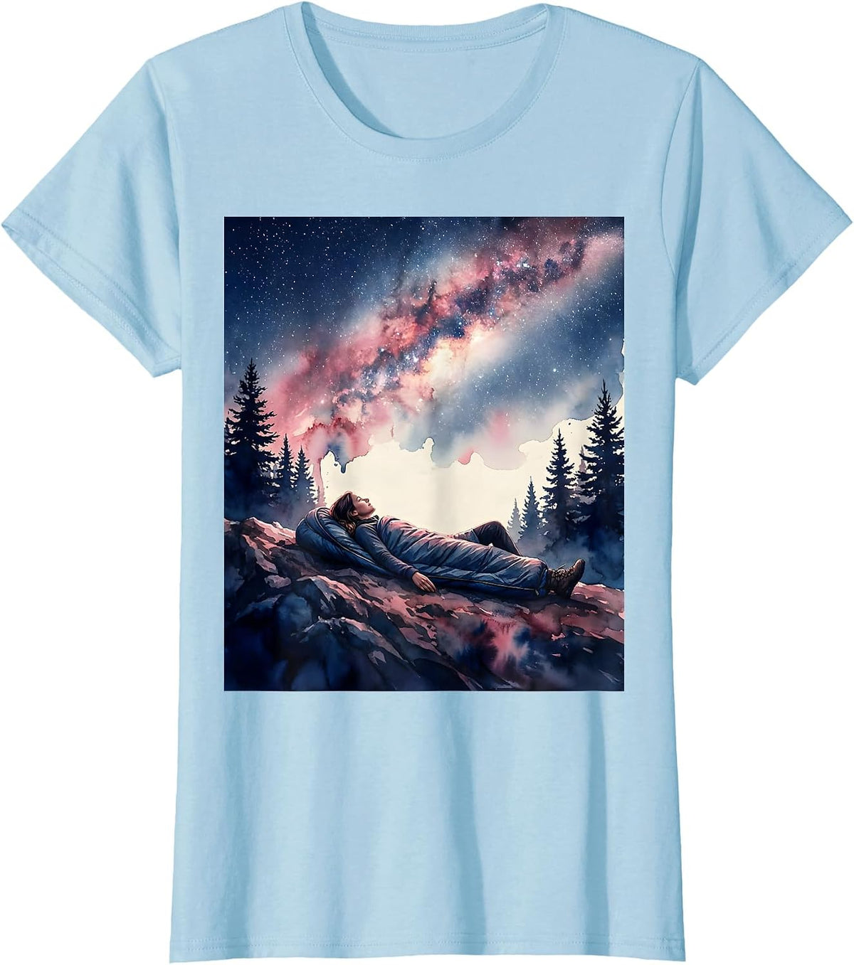 Stargazing Camping Adventure Outdoor Night Sky T-Shirt - Baby Blue