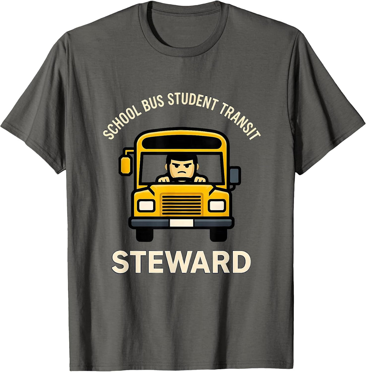Men's School Bus Student Transit Steward Funny School Bus Driver T-Shirt - Asphalt Grey