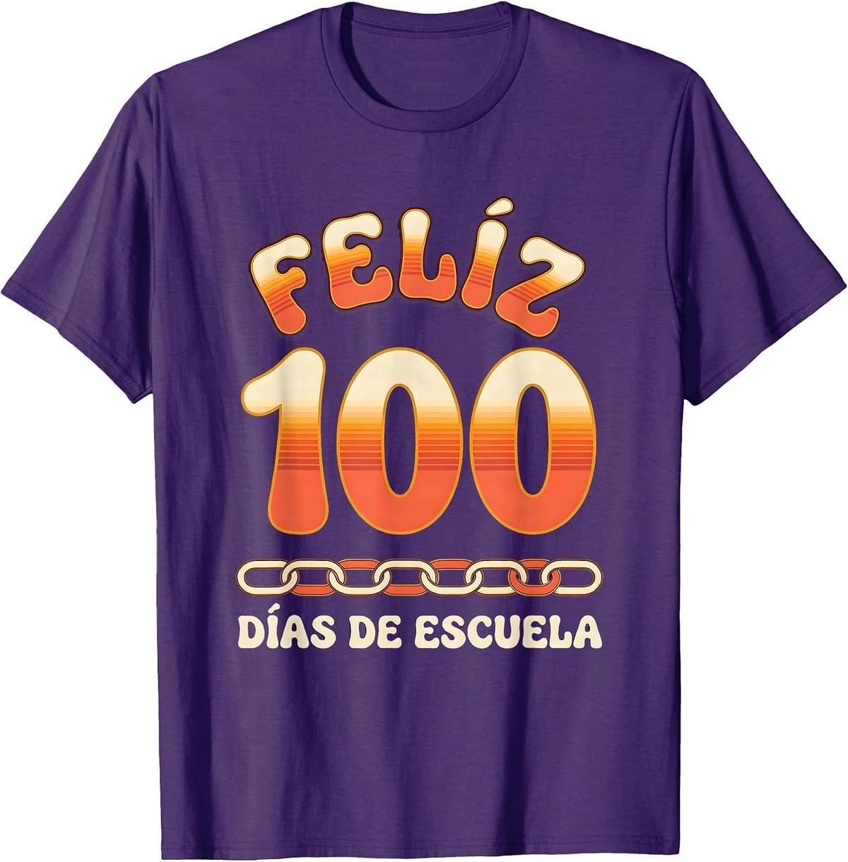 Men's Feliz 100 días de escuela Retro 70s Spanish Teacher 100th T-Shirt - Purple