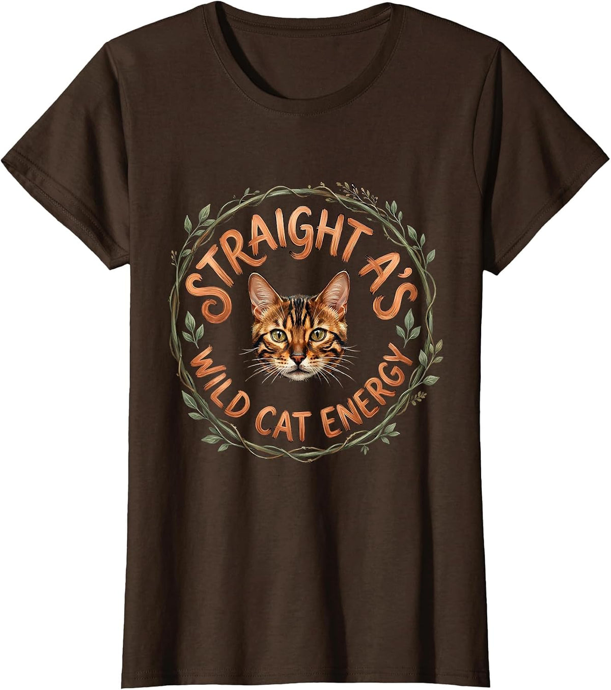 Women's Bengal Cat Lover Back to School Design T-Shirt - Brown