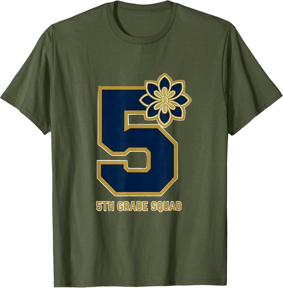Men's 5th Grade Squad Sports Coquette Bow Back to School T-Shirt - Olive Green