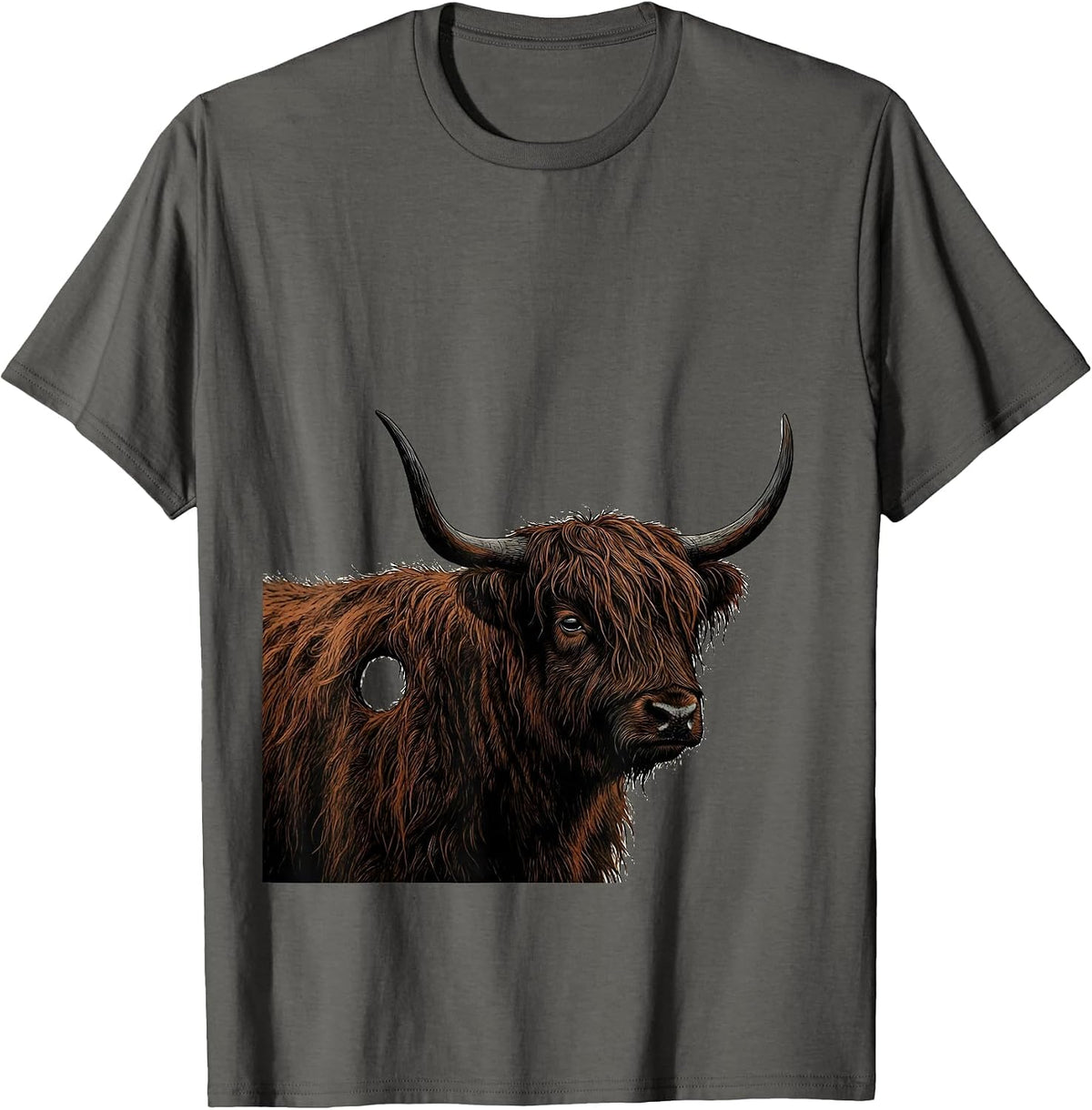 Highland Cow Minimalist Cute Scottish Humor T-Shirt - Asphalt Grey