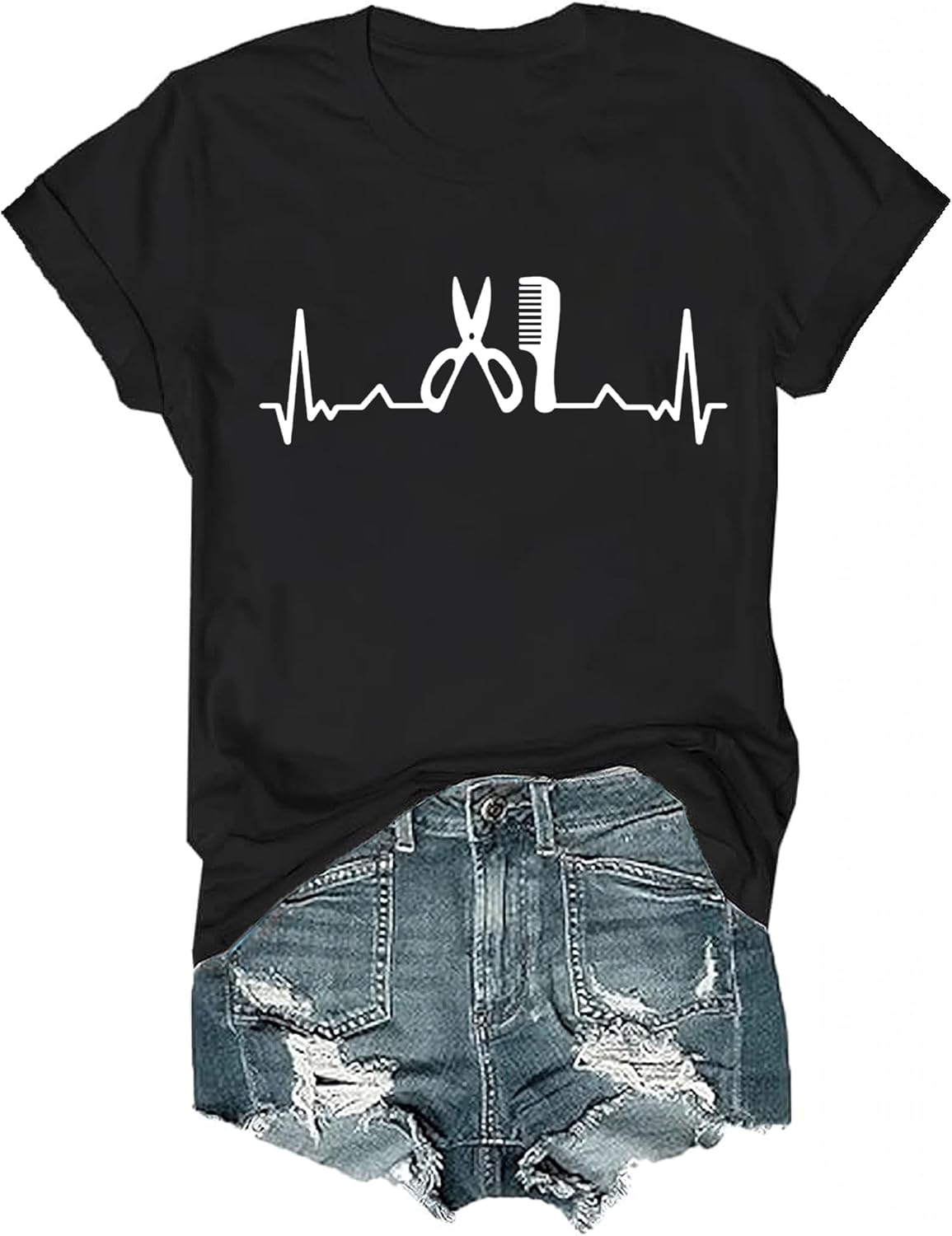 Hairstylist T-Shirt V Neck, Custom Hairstylist Shirt for Women Men - Black