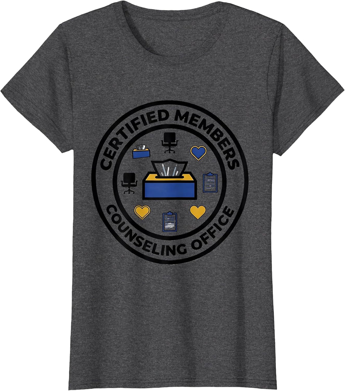 Women's Certified Members Counseling Office Geometric School T-Shirt - Dark Heather Grey