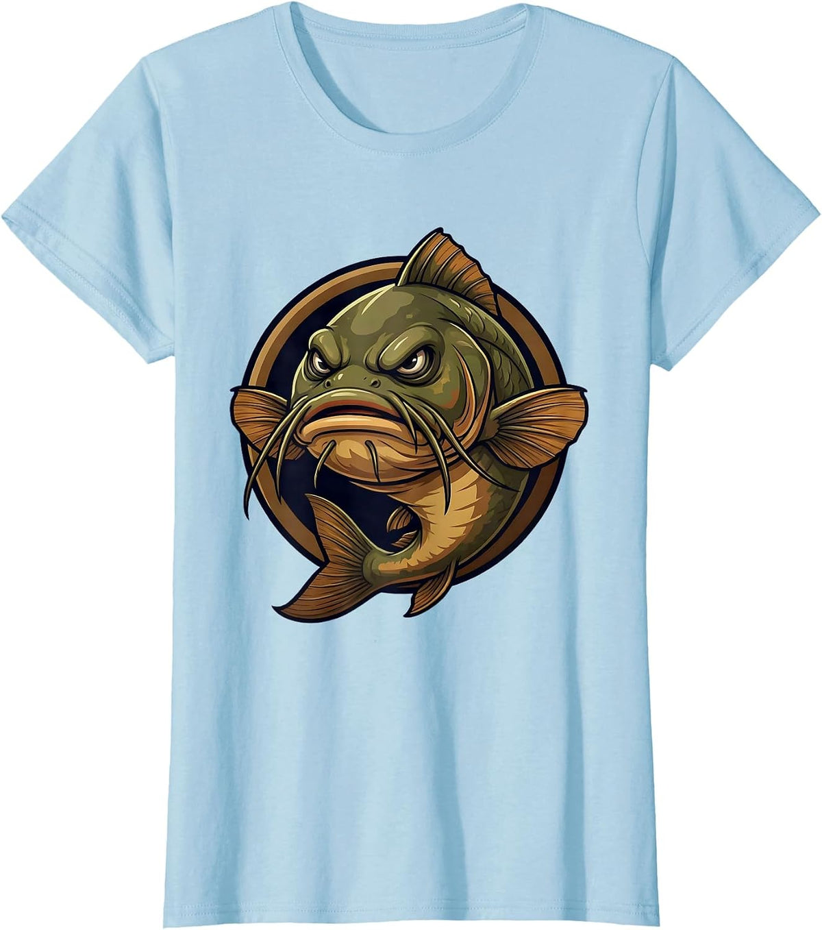 Catfish Lurking in Murky River Depths Graphic T-Shirt - Baby Blue